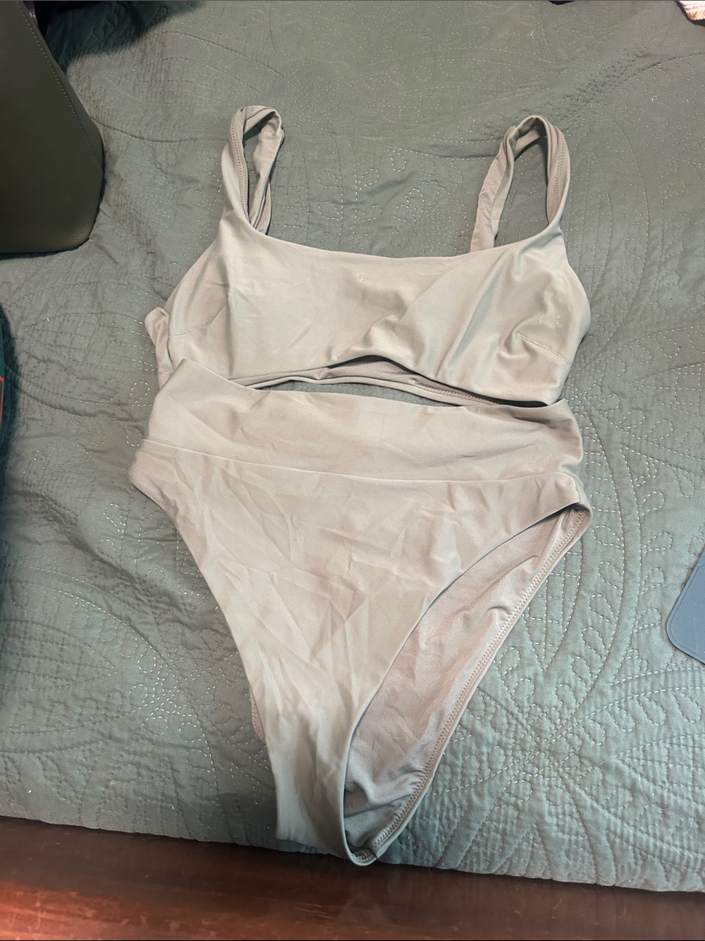 aerie Light Sage Green High-Waist Bikini Set